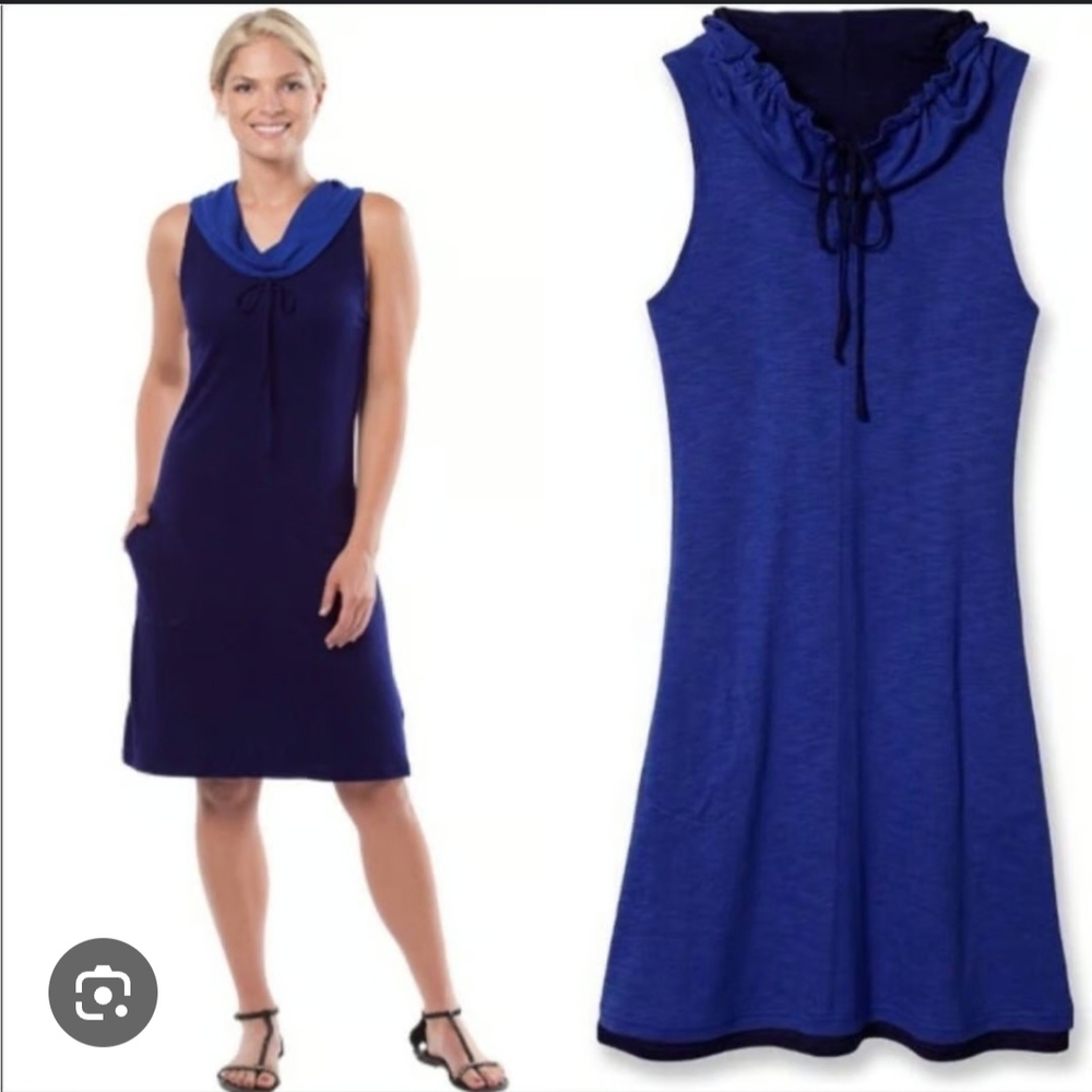 Women's Blue Sleeveless Swim Dress